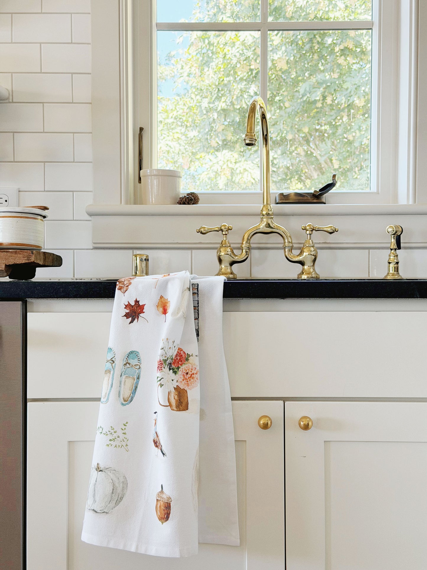 autumn cotton flour sack tea towel