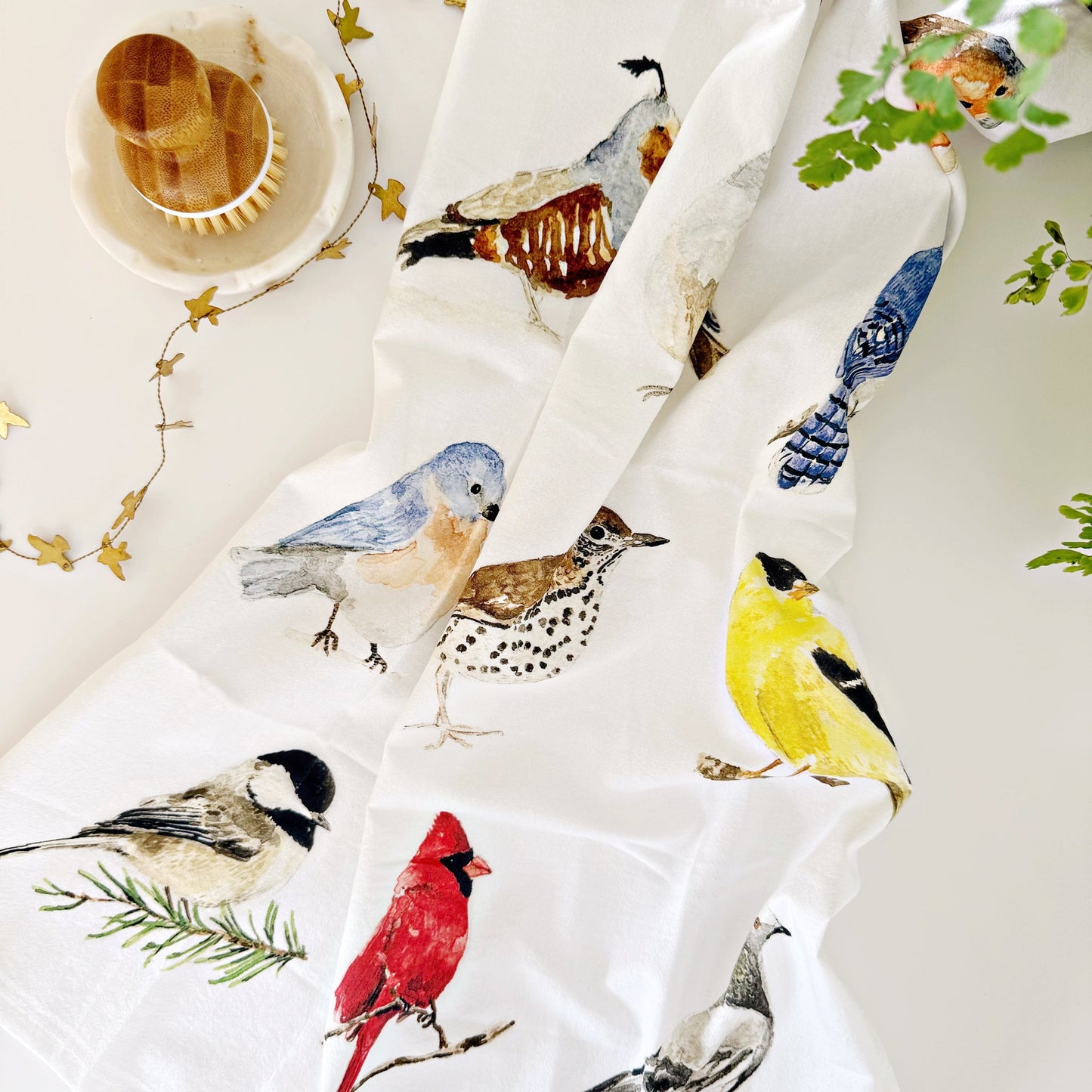 birds tea towel