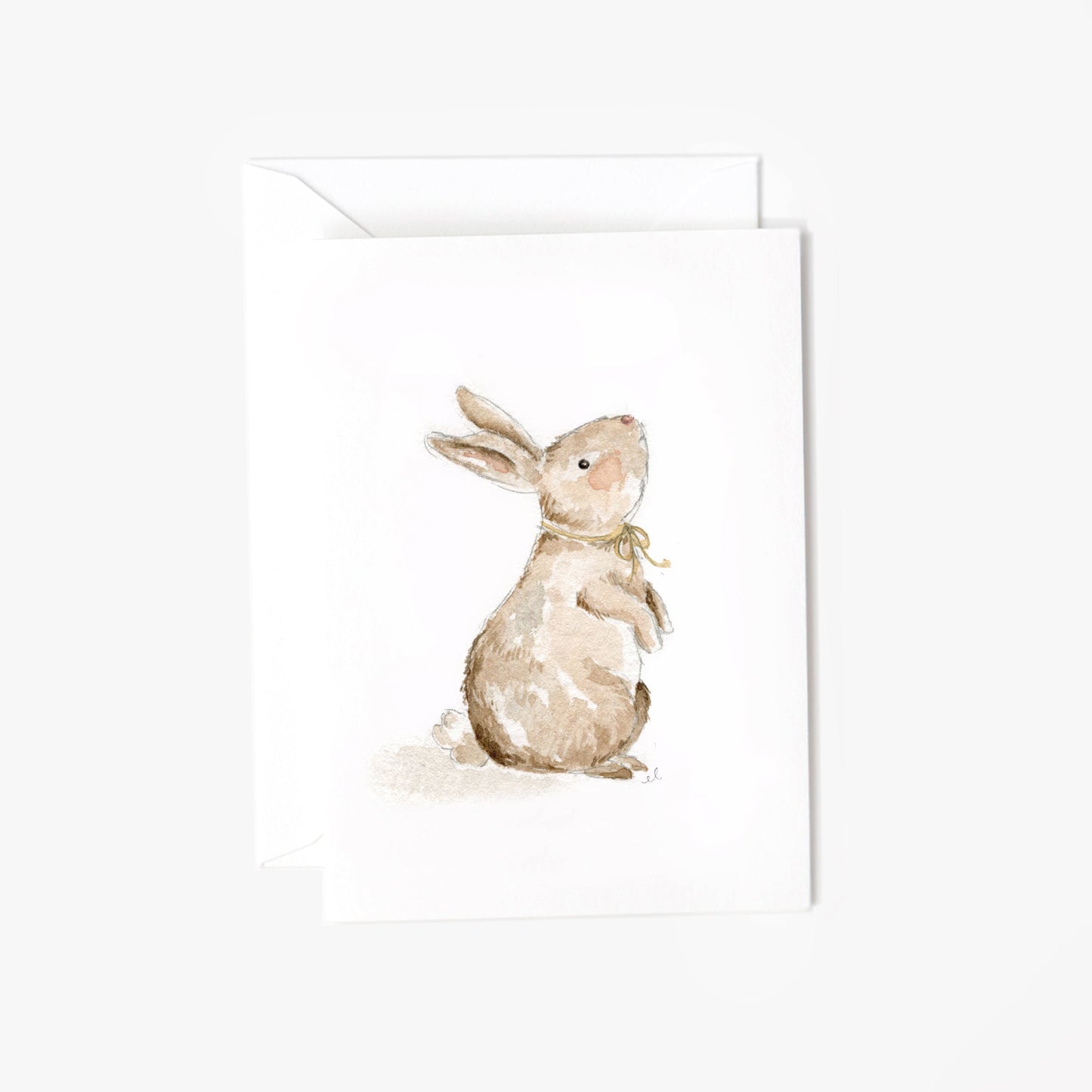 bunny with bow mini notecard