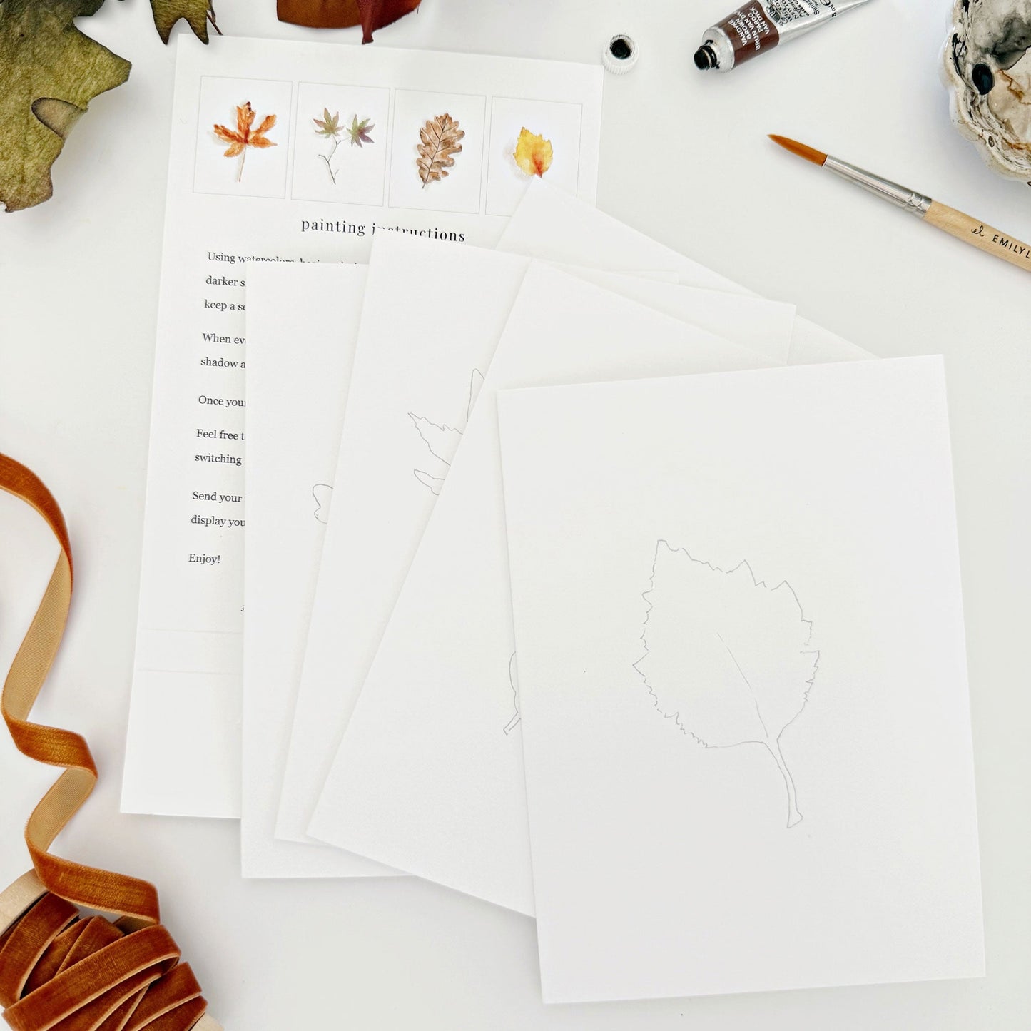 fall leaves paintable notecards