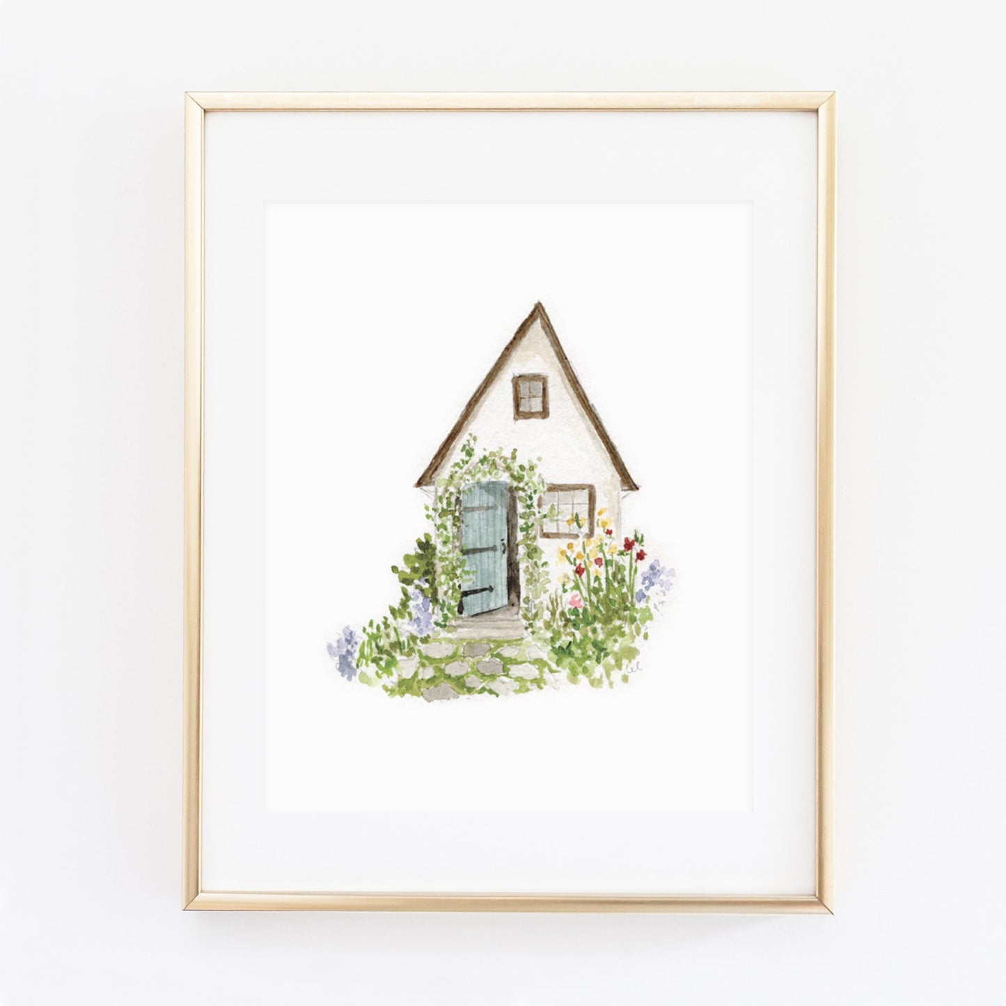 garden cottage art print