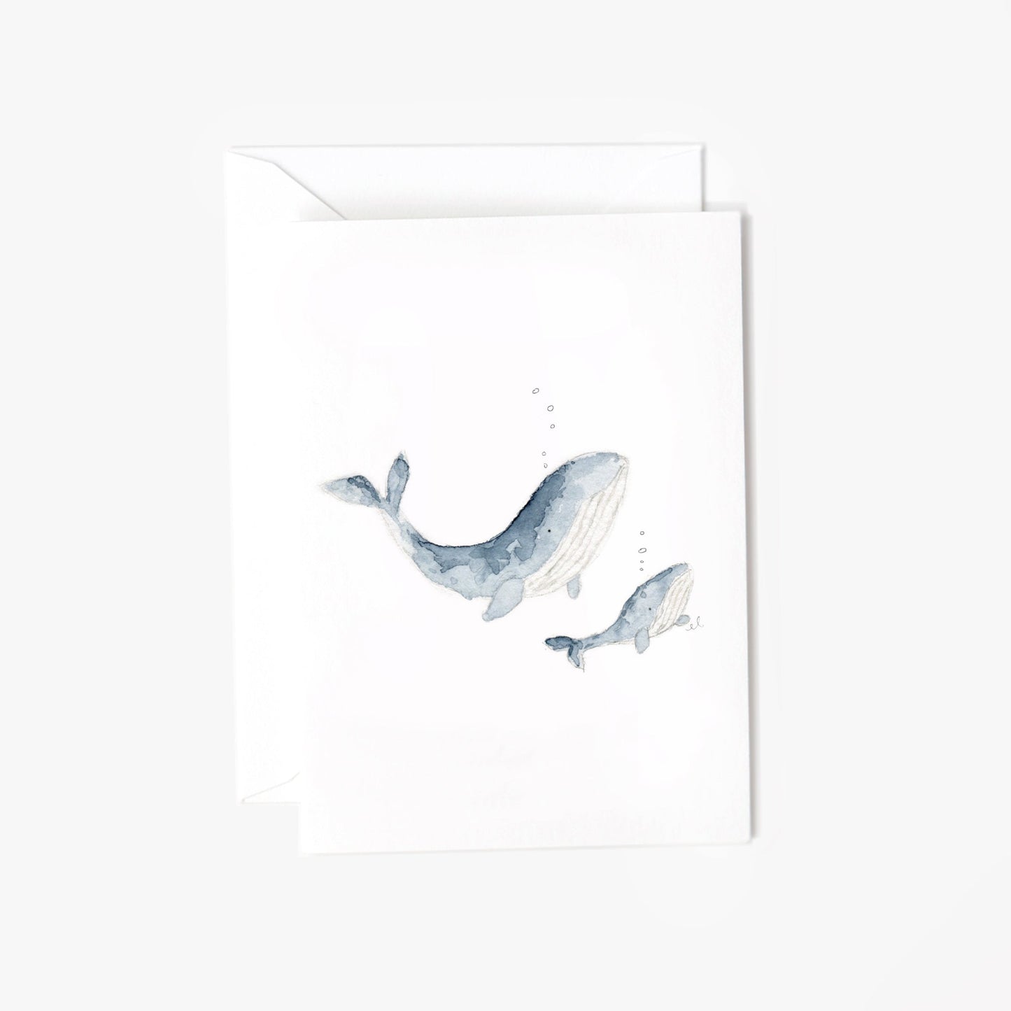baby whale mini notecard