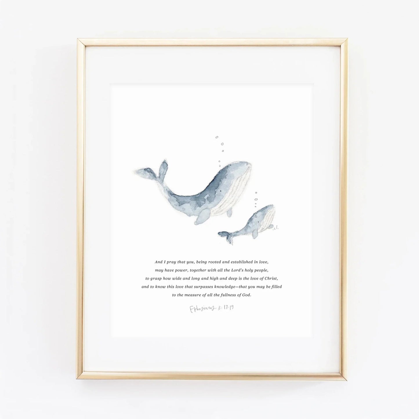 ephesians 3:17-19 mama + baby whale scripture print