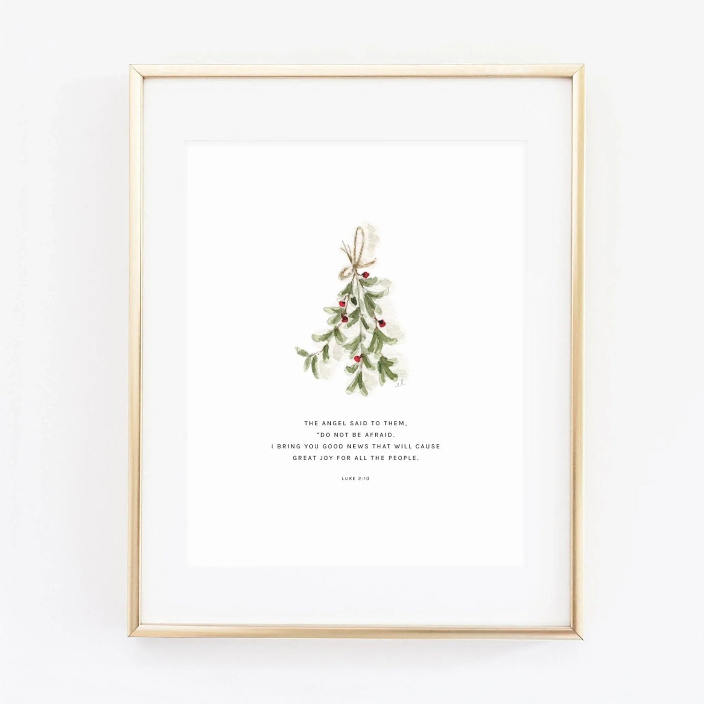 luke 2:10 mistletoe scripture print - emily lex studio
