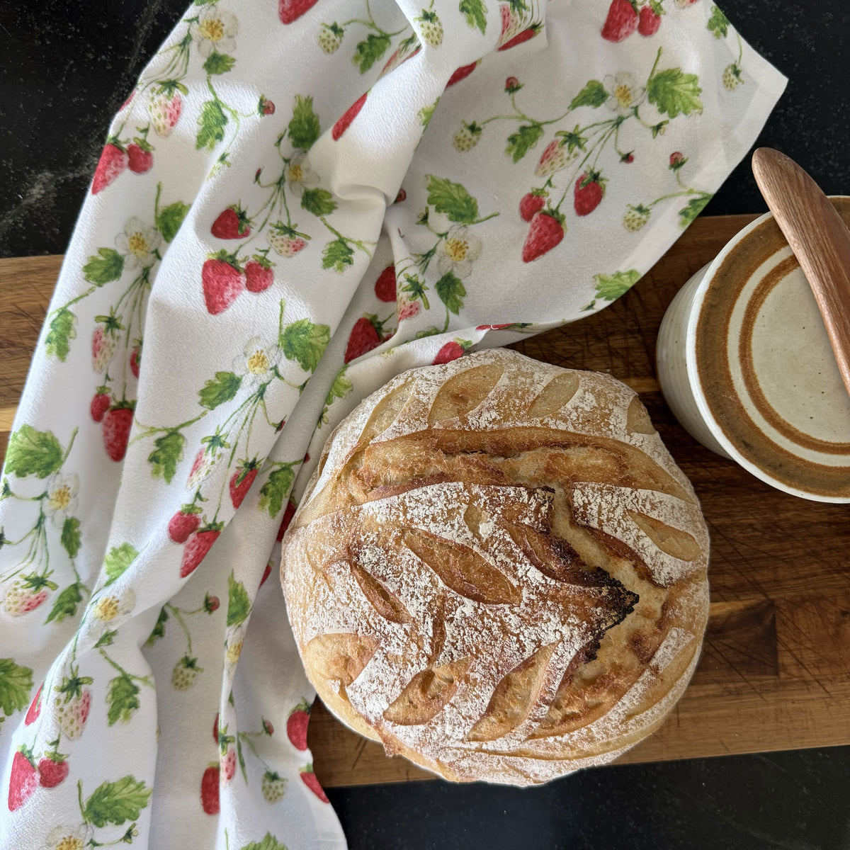 strawberry cotton flour sack tea towel