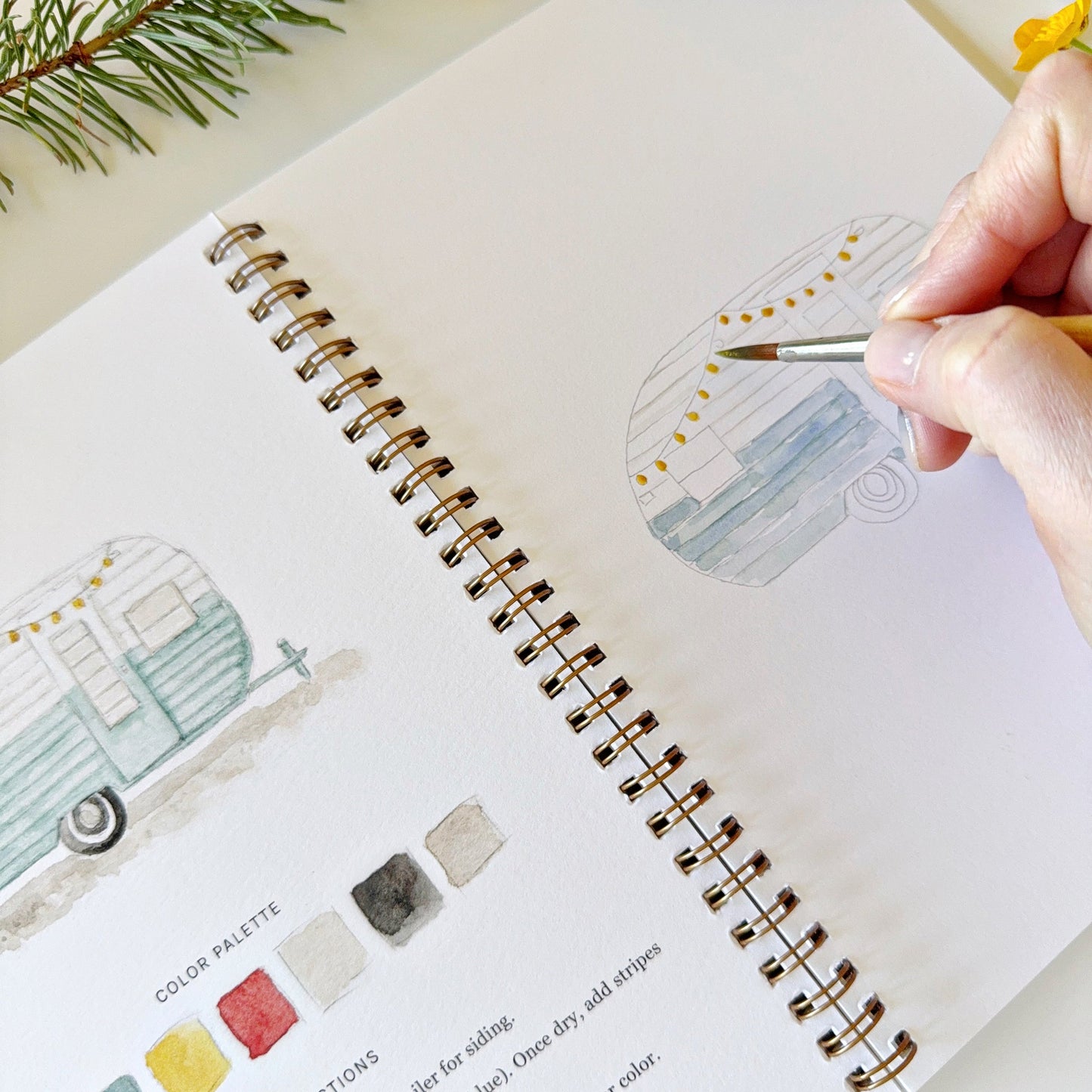 camping watercolor workbook