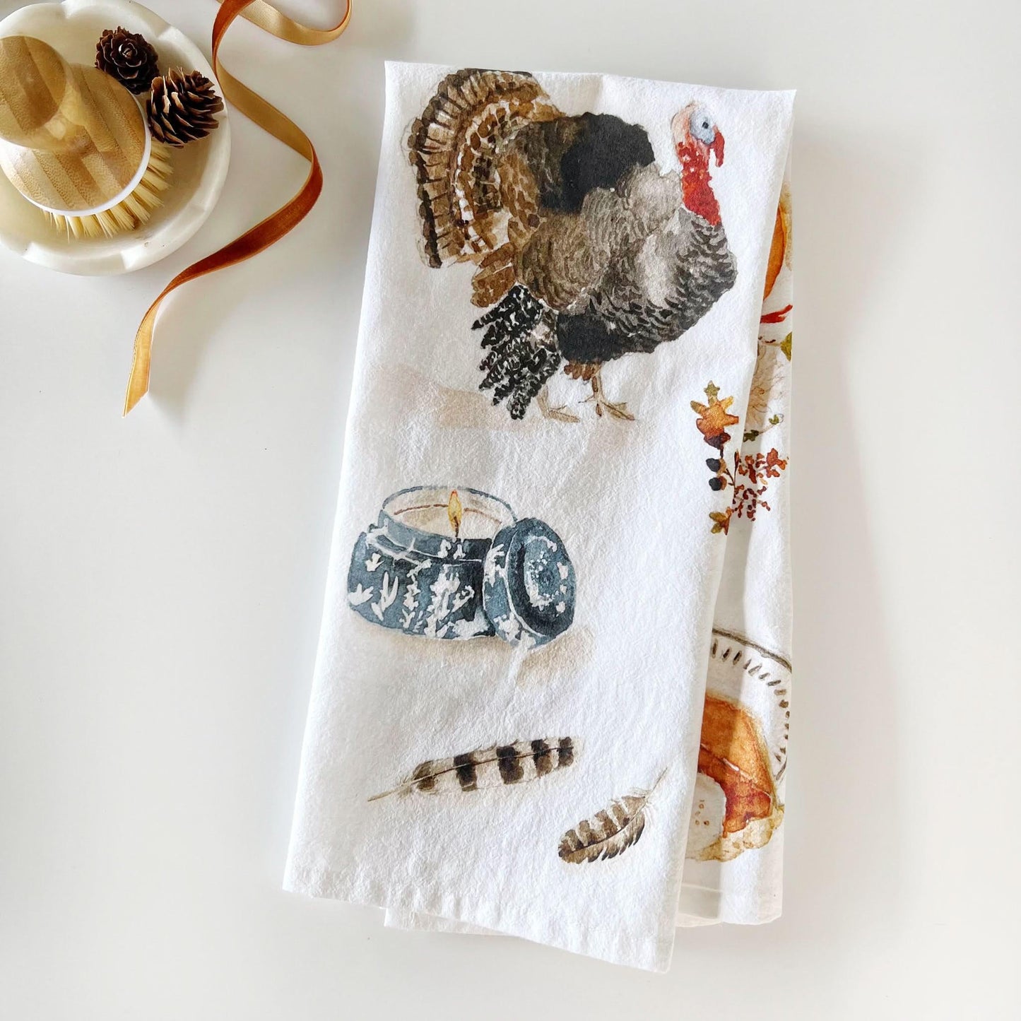 thanksgiving cotton flour sack tea towel