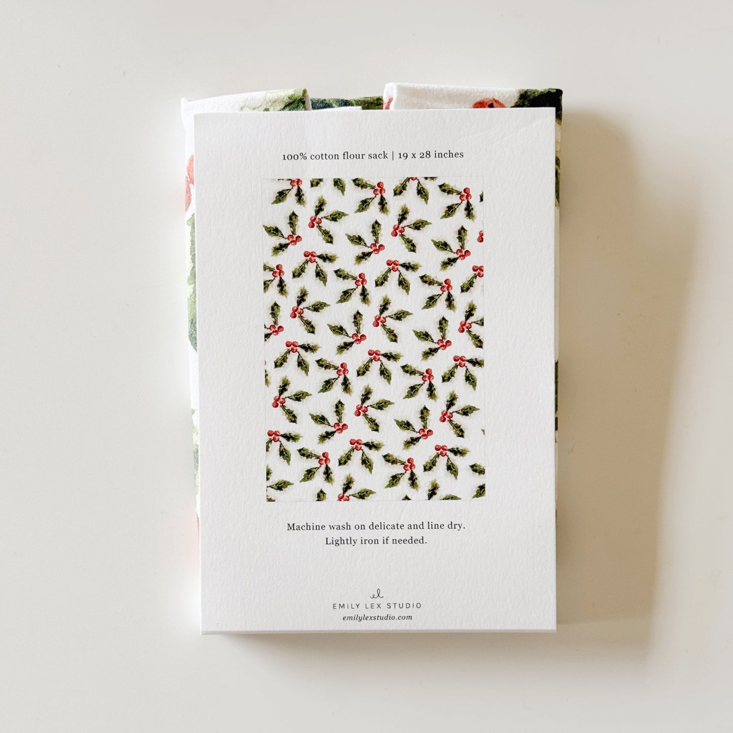 holly berry tea towel