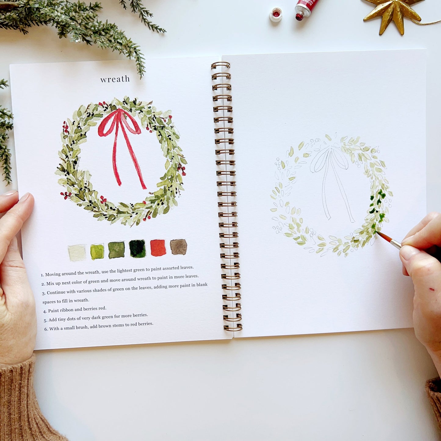 christmas watercolor workbook
