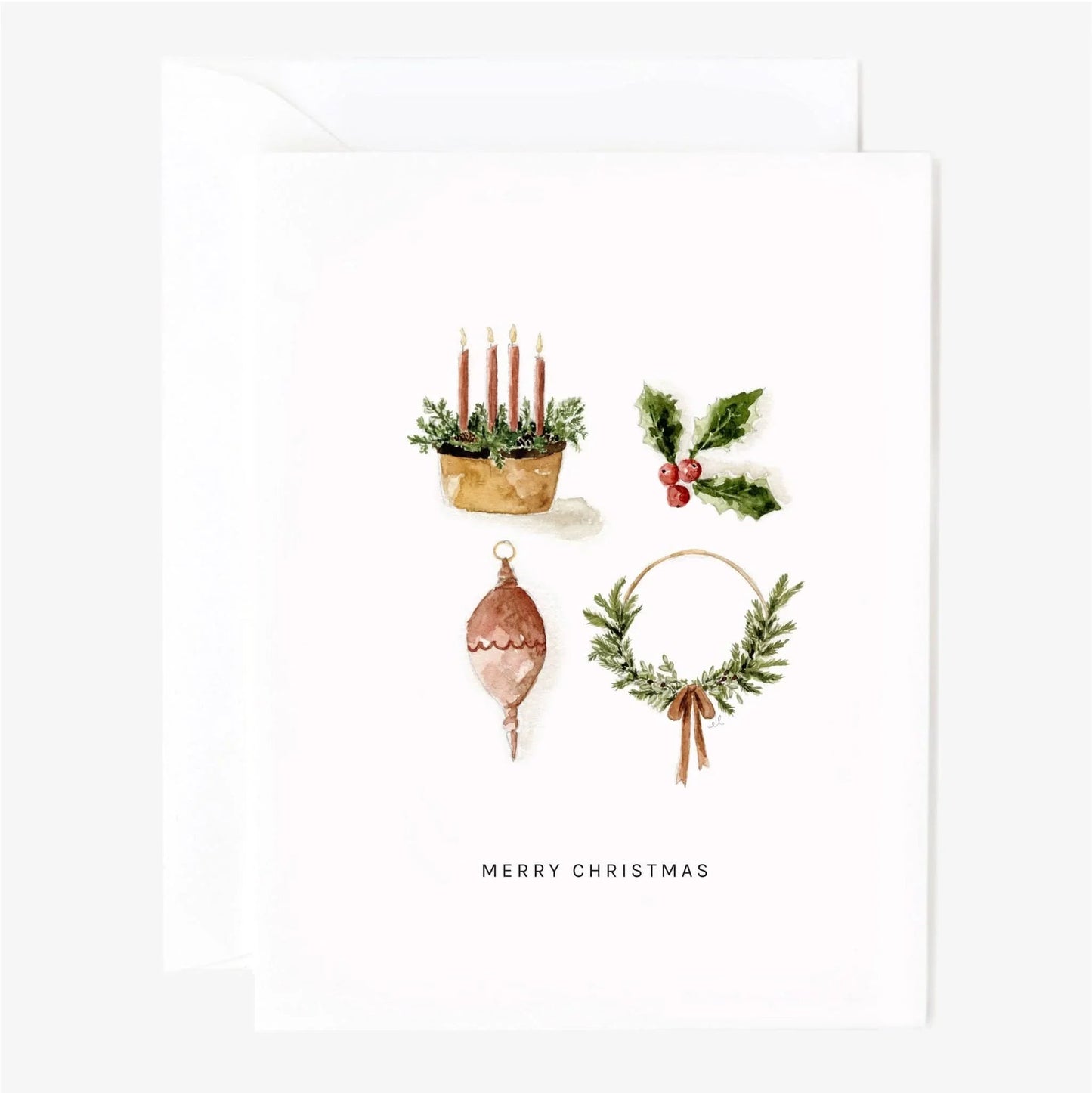 yuletide watercolor Christmas greeting card