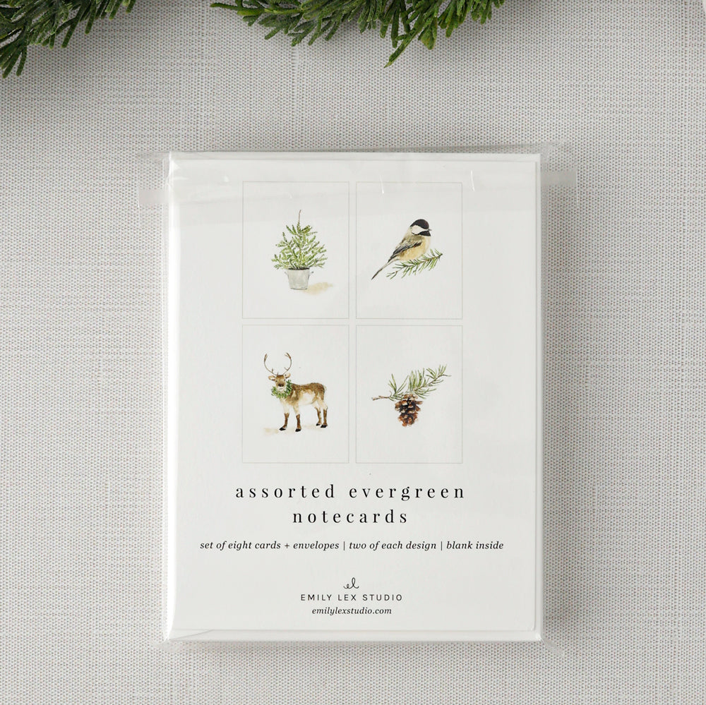 evergreen notecard set