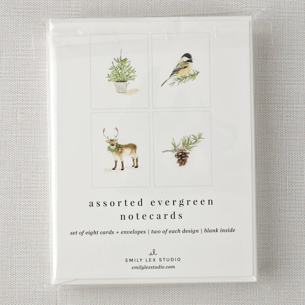 evergreen notecard set