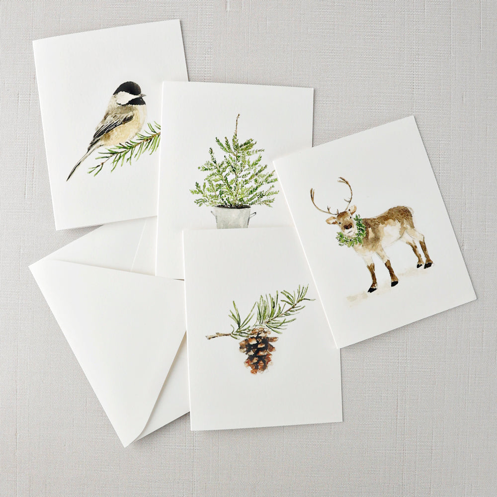 evergreen notecard set