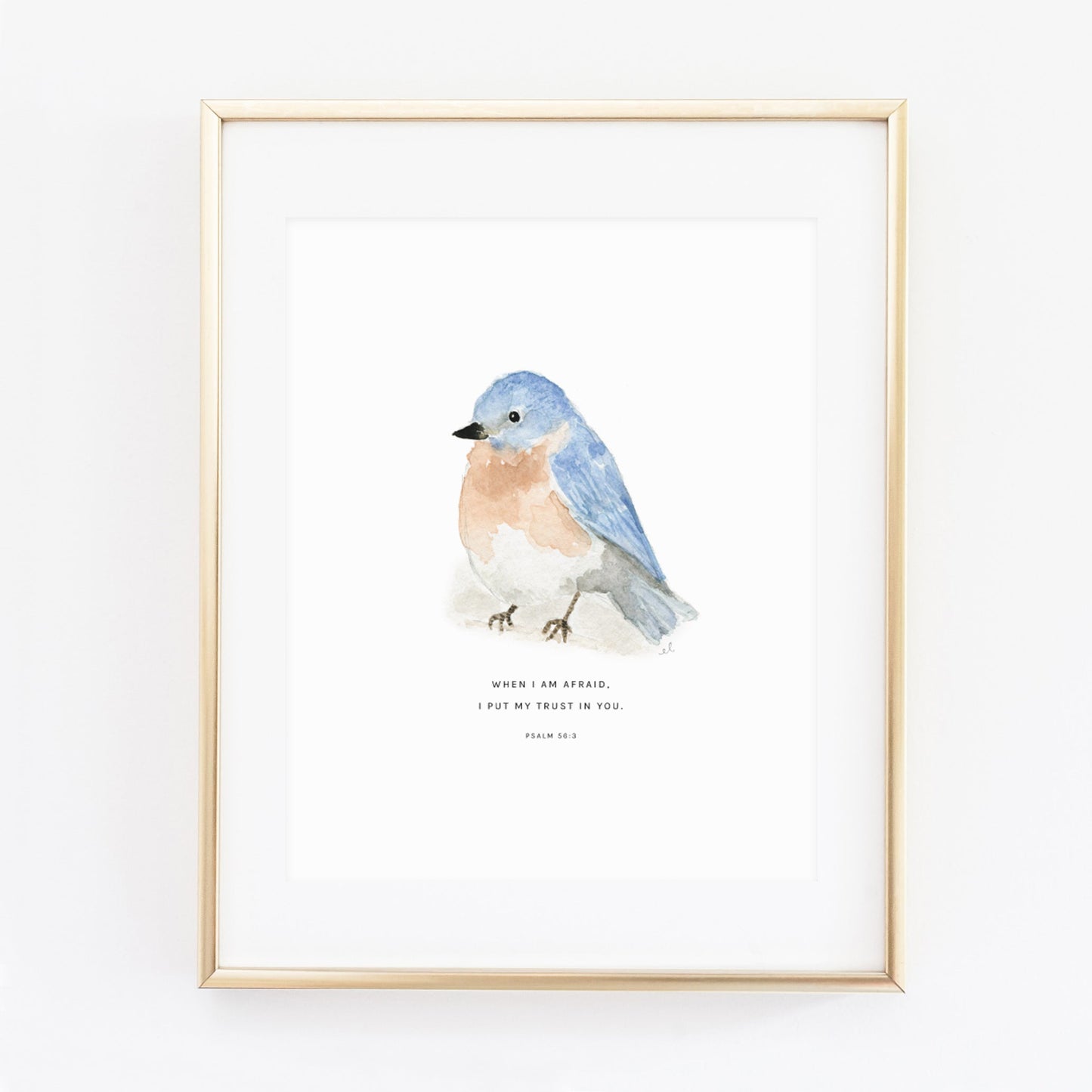 psalm 56:3 bluebird scripture print