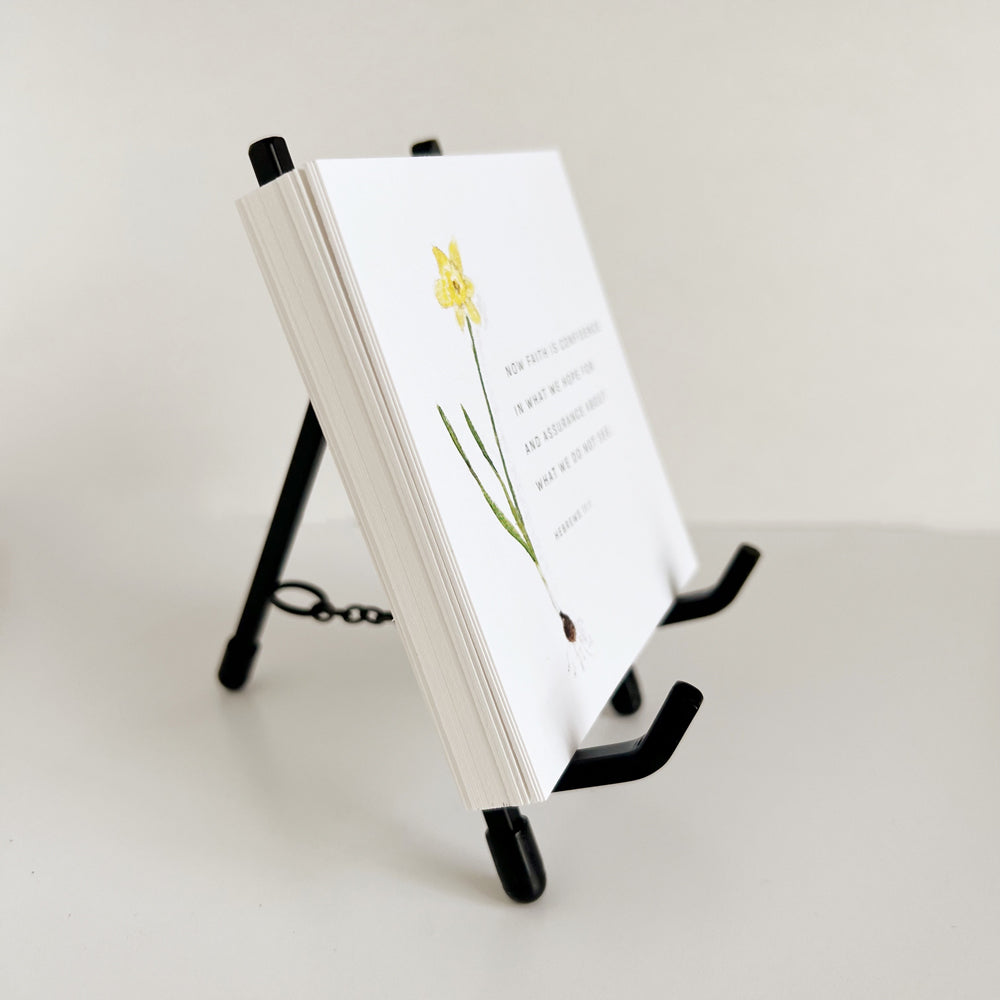 black easel card stand