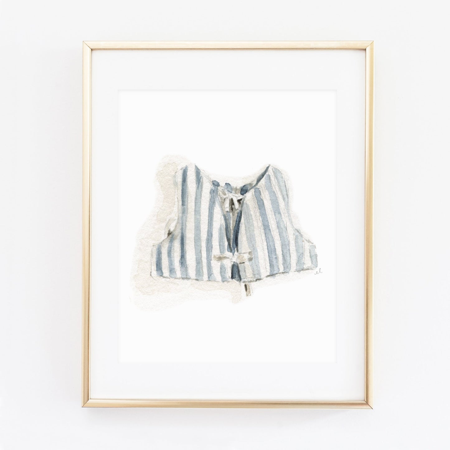 blue stripe boat coat art print