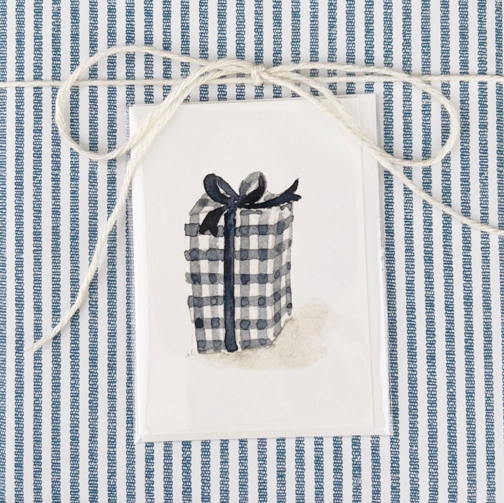 gingham gift mini notecard