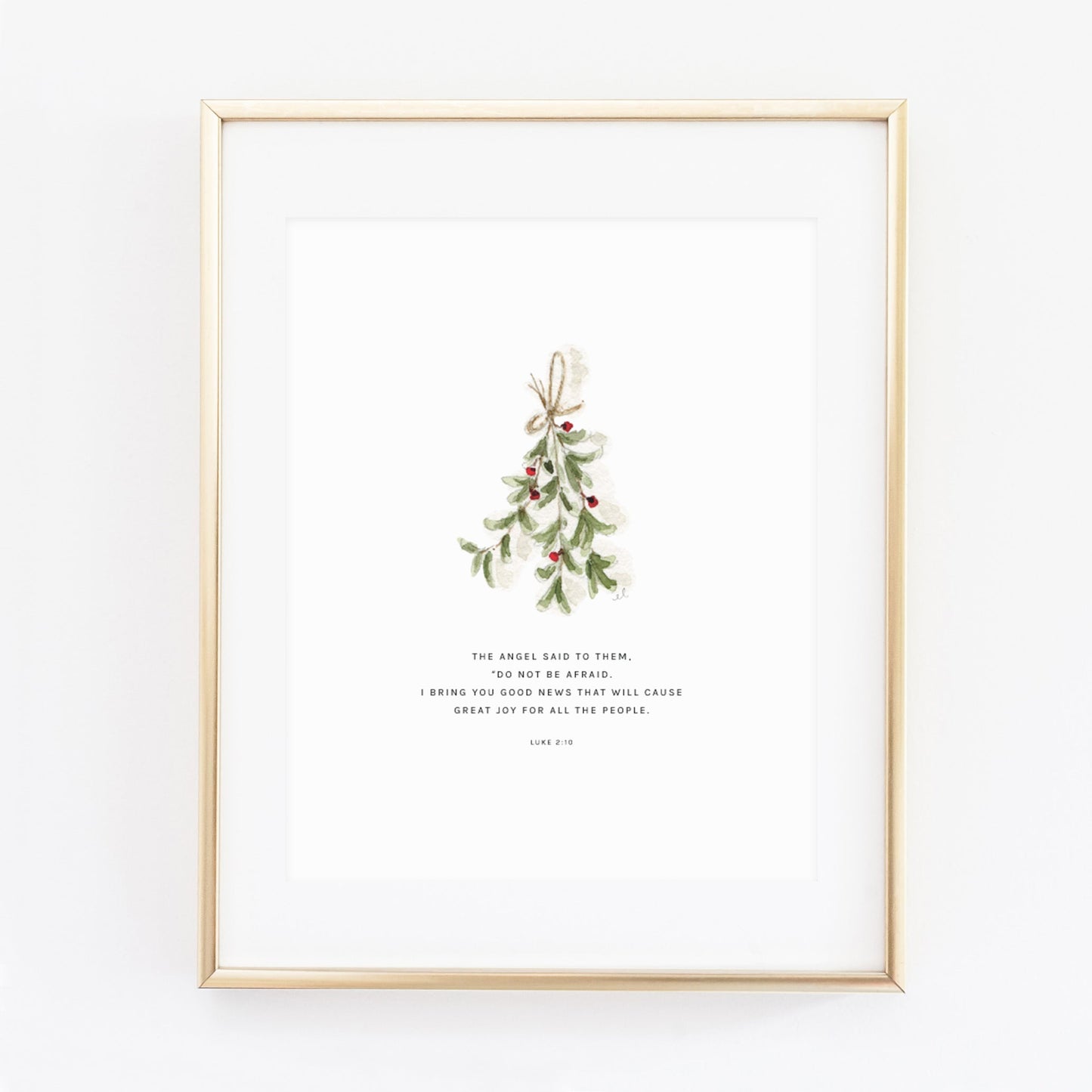 luke 2:10 mistletoe scripture print