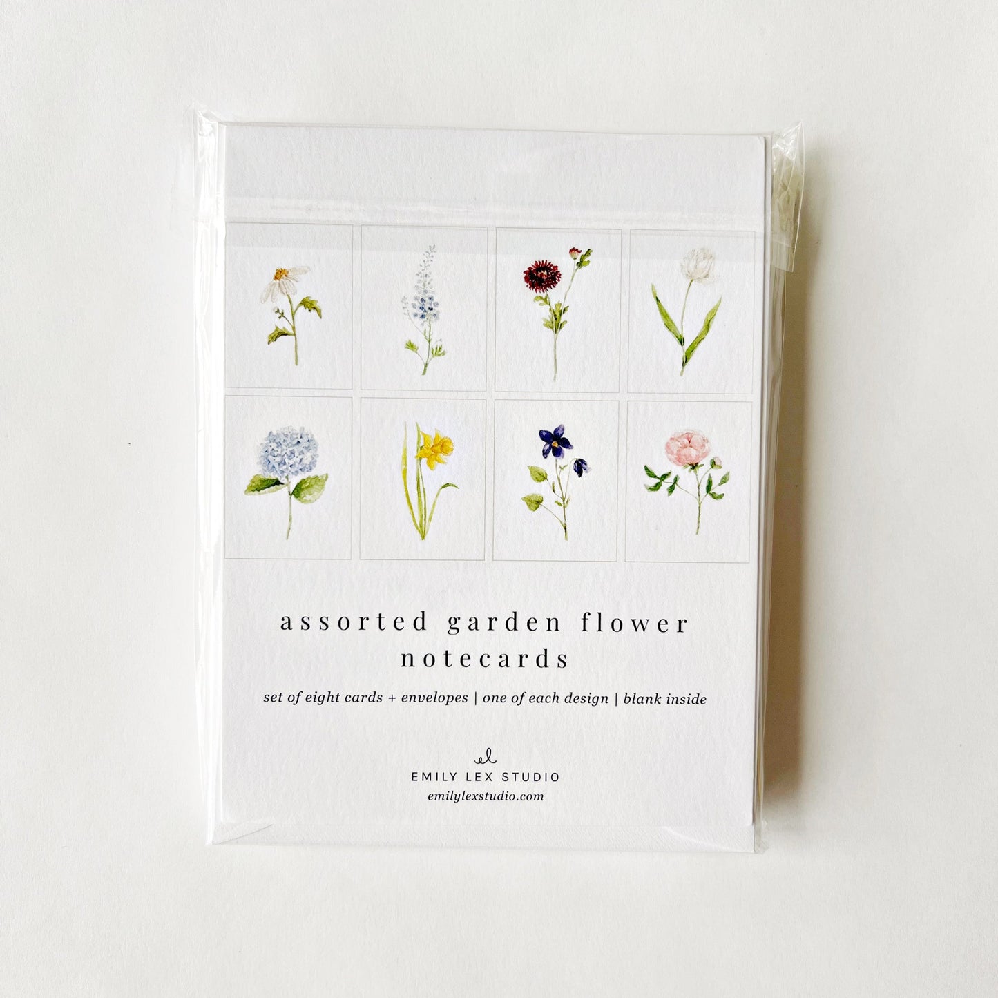 assorted garden flowers notecard set