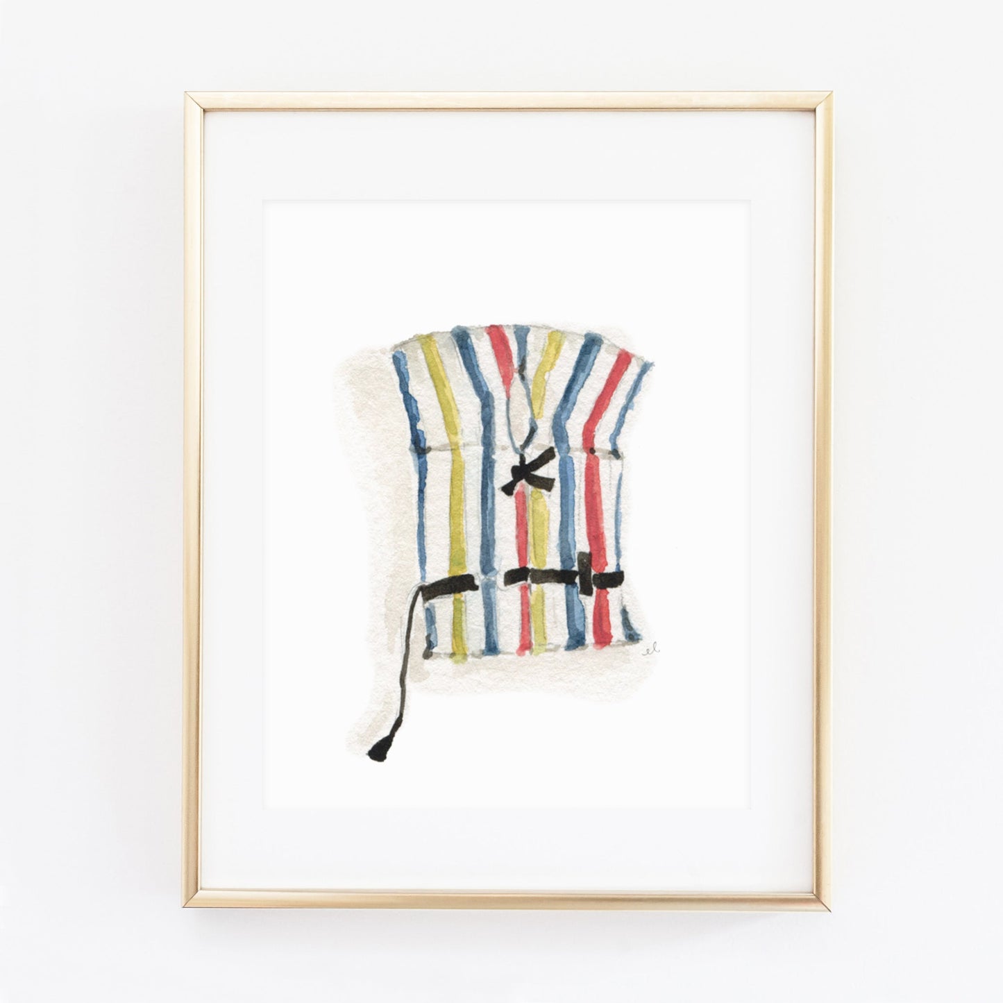 multi stripe boat coat art print