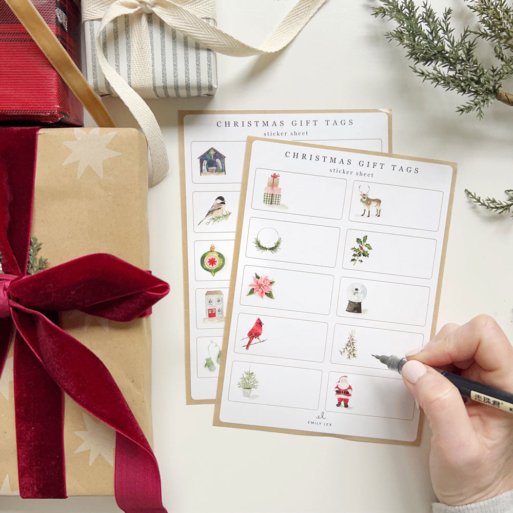 christmas gift tag sticker sheets