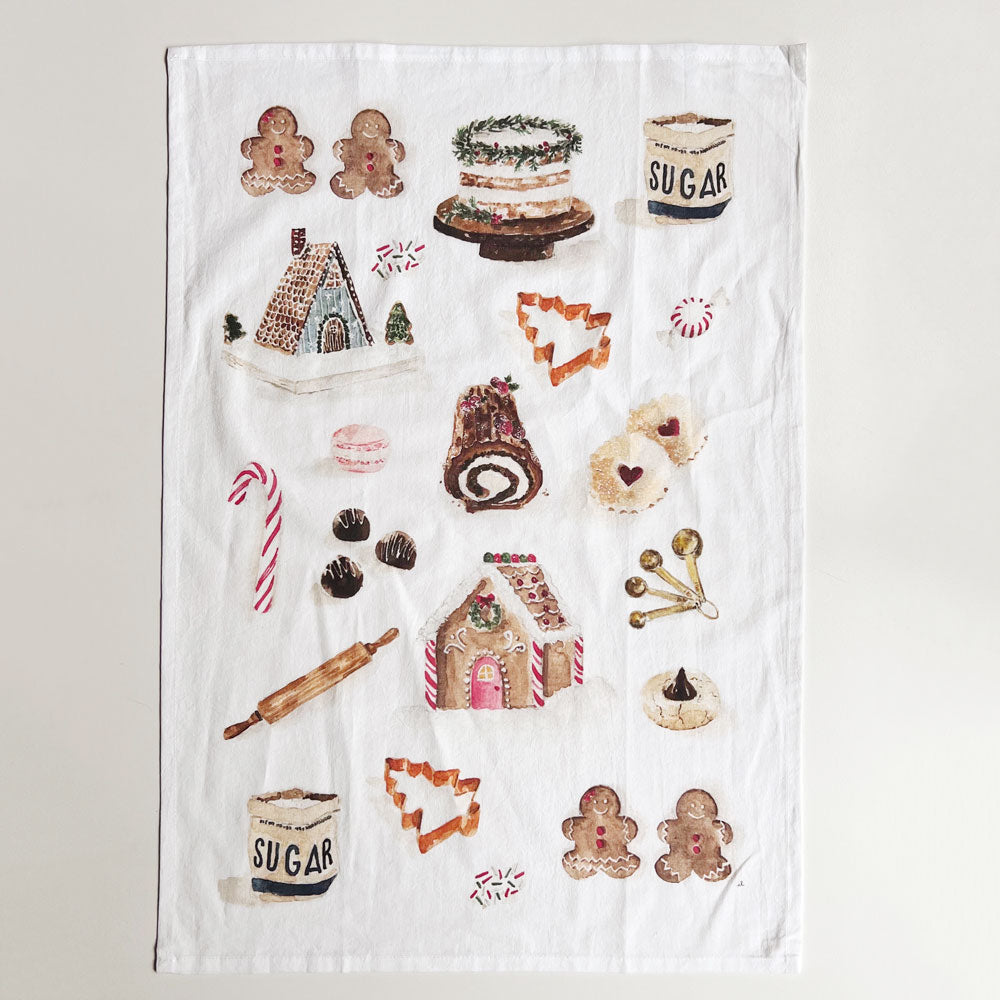 christmas sweets tea towel