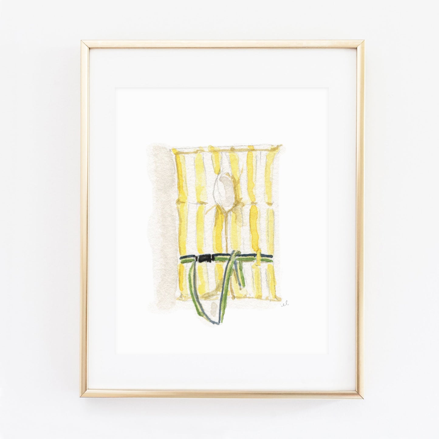 yellow stripe boat coat art print