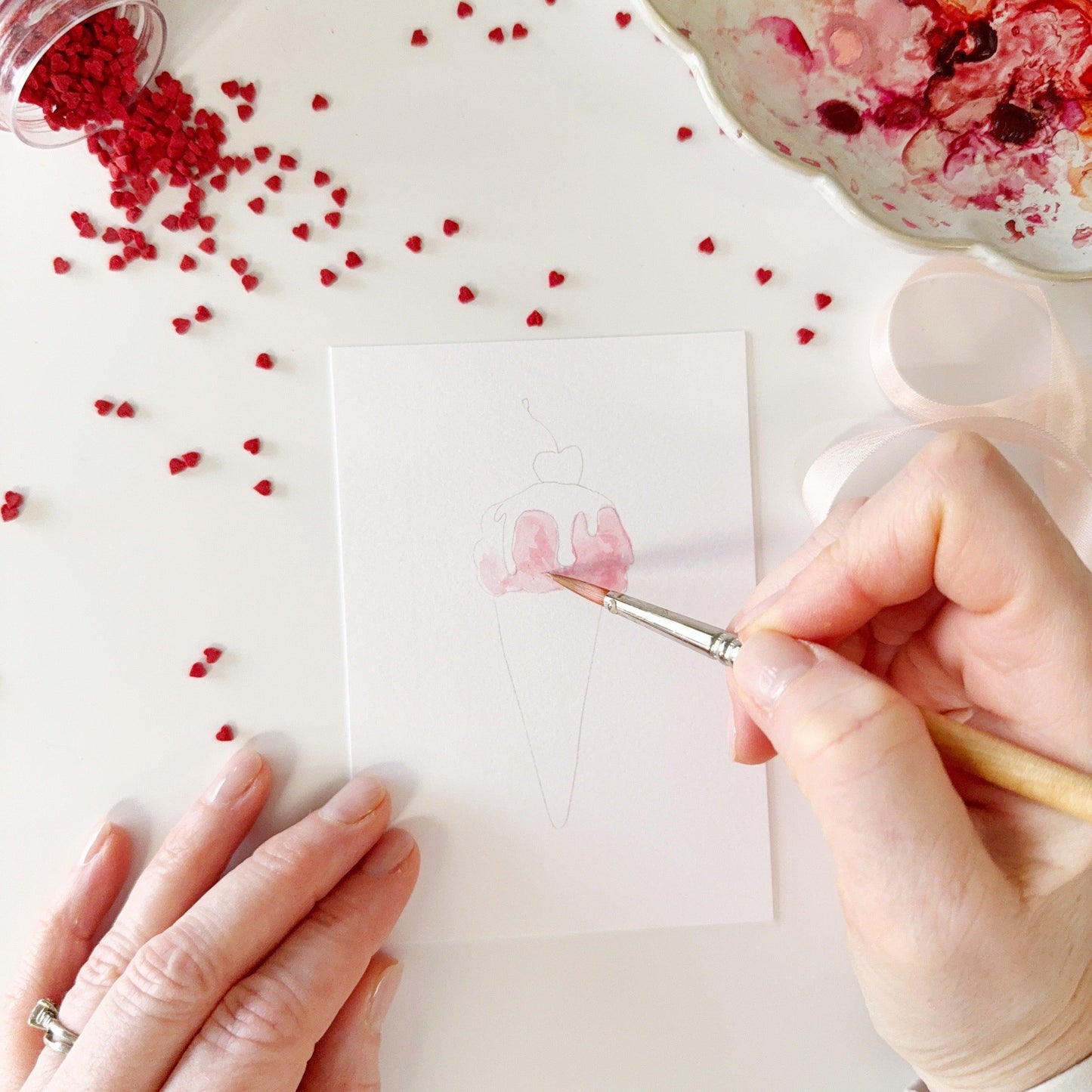 sweet treats valentines paintable watercolor notecard set
