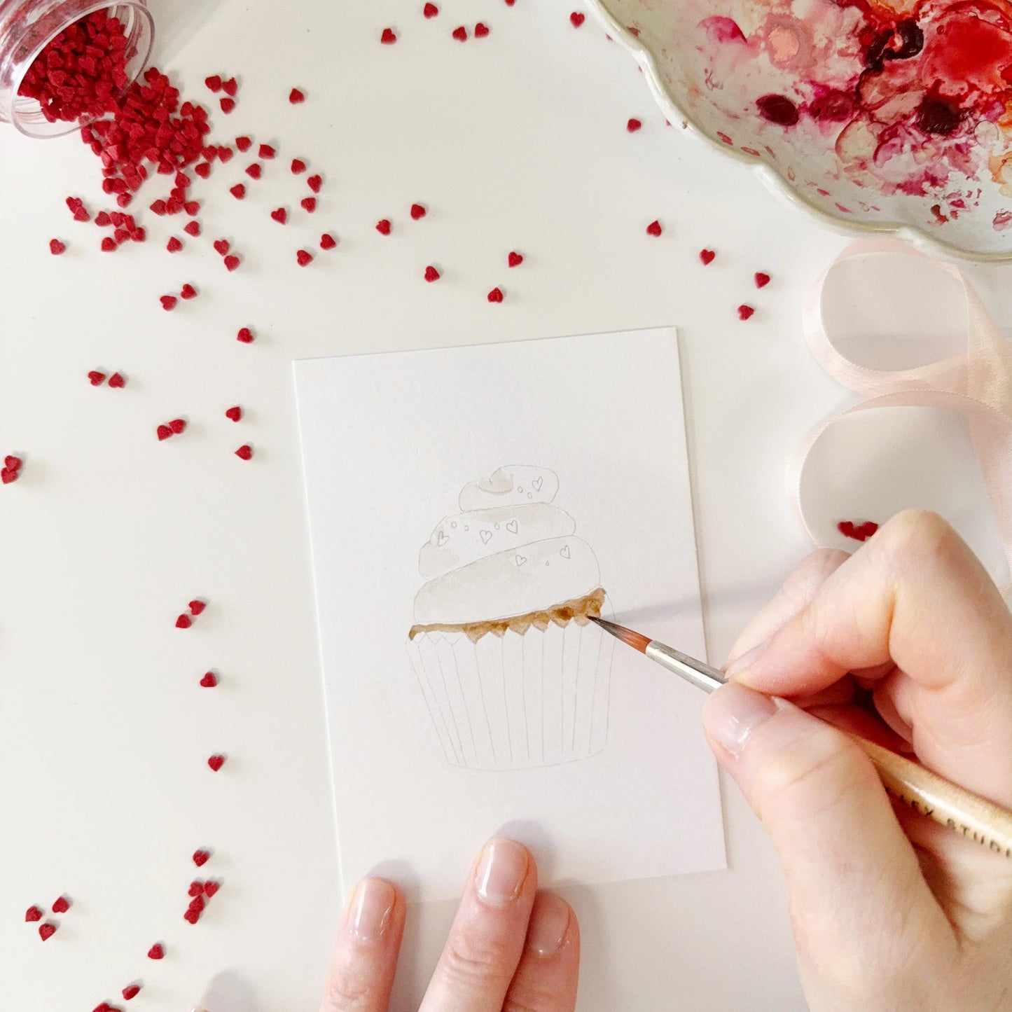 sweet treats valentines paintable watercolor notecard set
