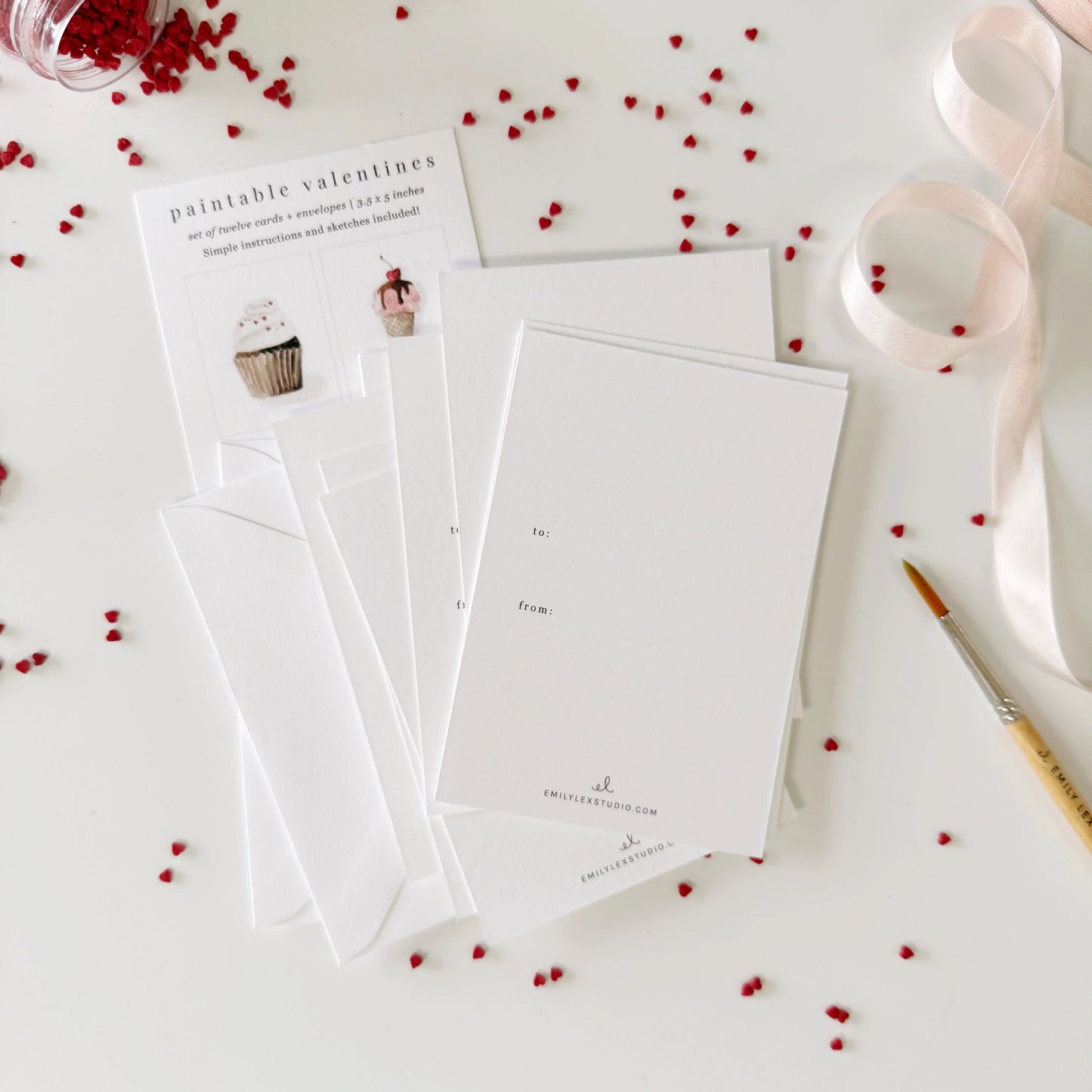 sweet treats valentines paintable watercolor notecard set