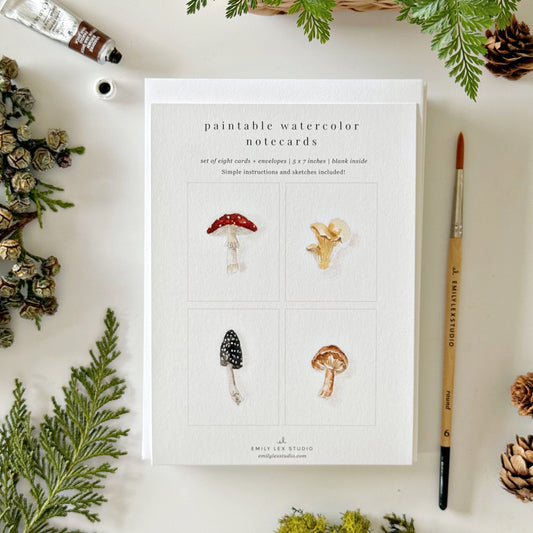 mushrooms paintable notecards