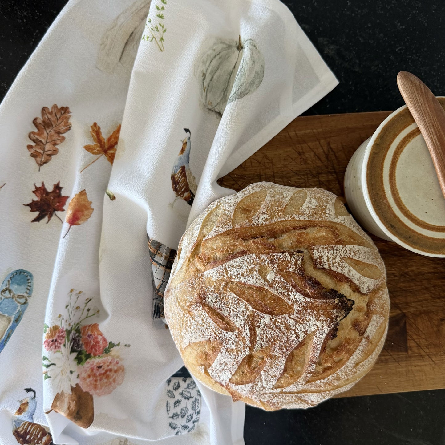 autumn cotton flour sack tea towel
