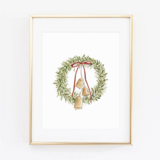 bell wreath art print