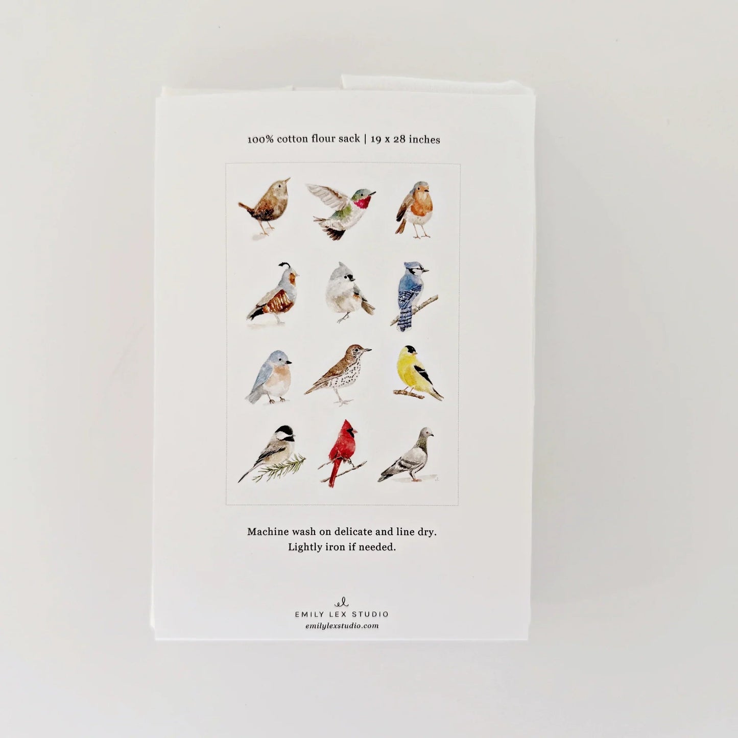 birds cotton flour sack tea towel