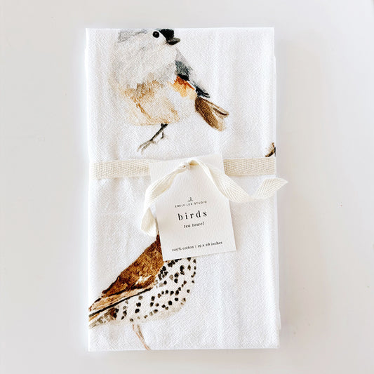 birds cotton flour sack tea towel