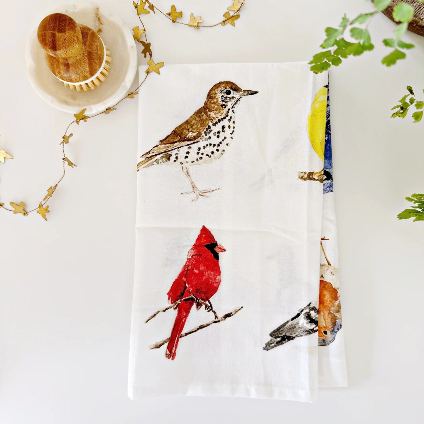 birds cotton flour sack tea towel