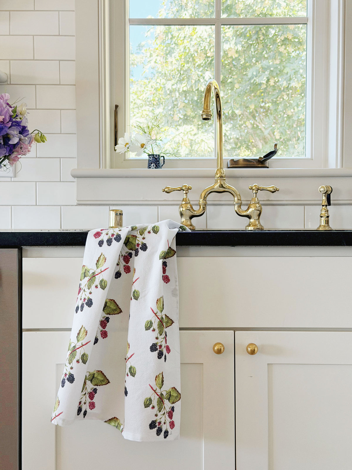 blackberry cotton flour sack tea towel