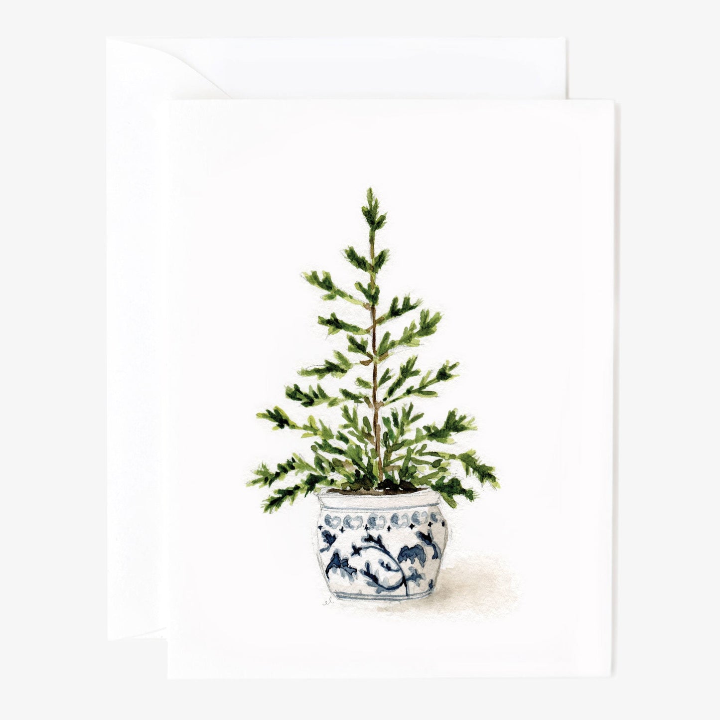 blue potted tree notecard set