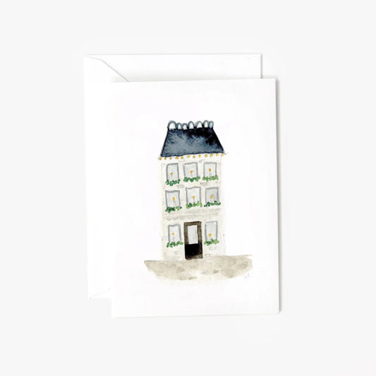 blue roof house mini enclosure notecard