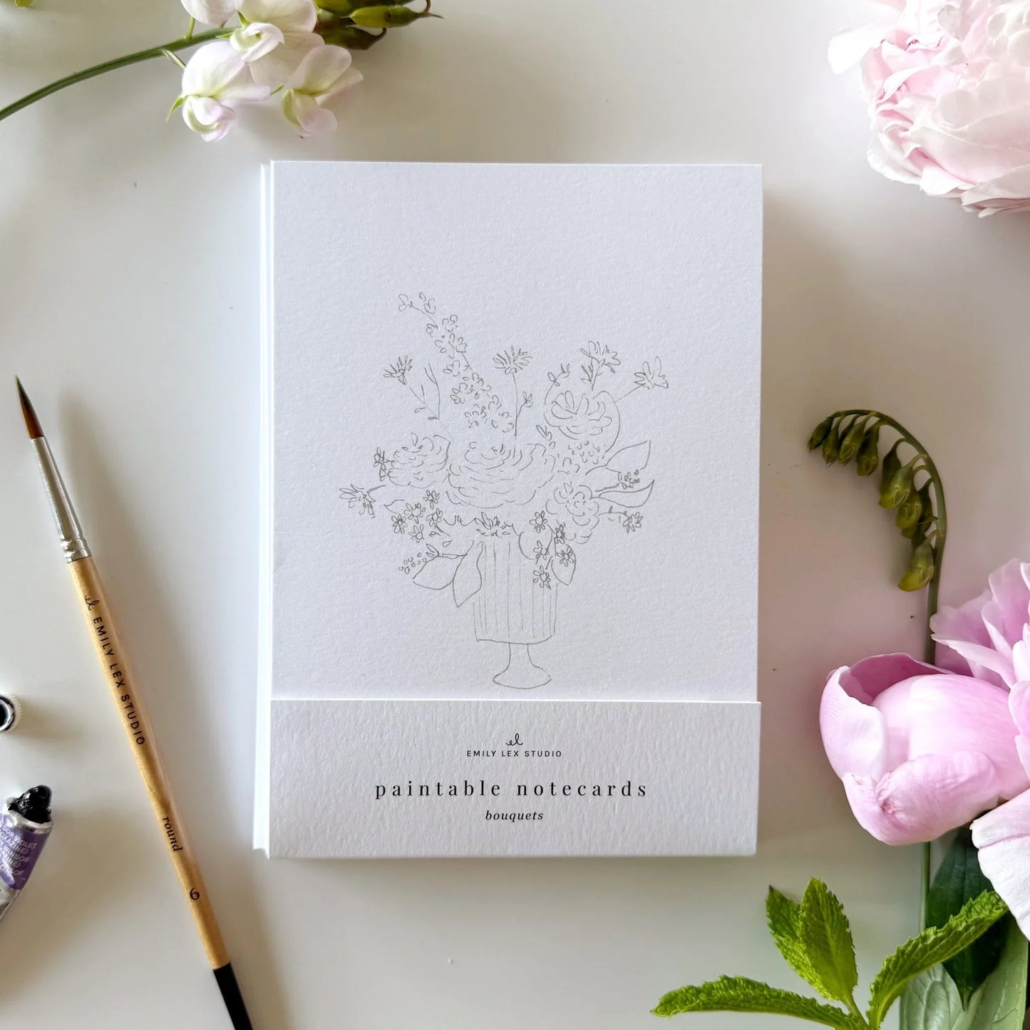bouquets paintable watercolor notecard set