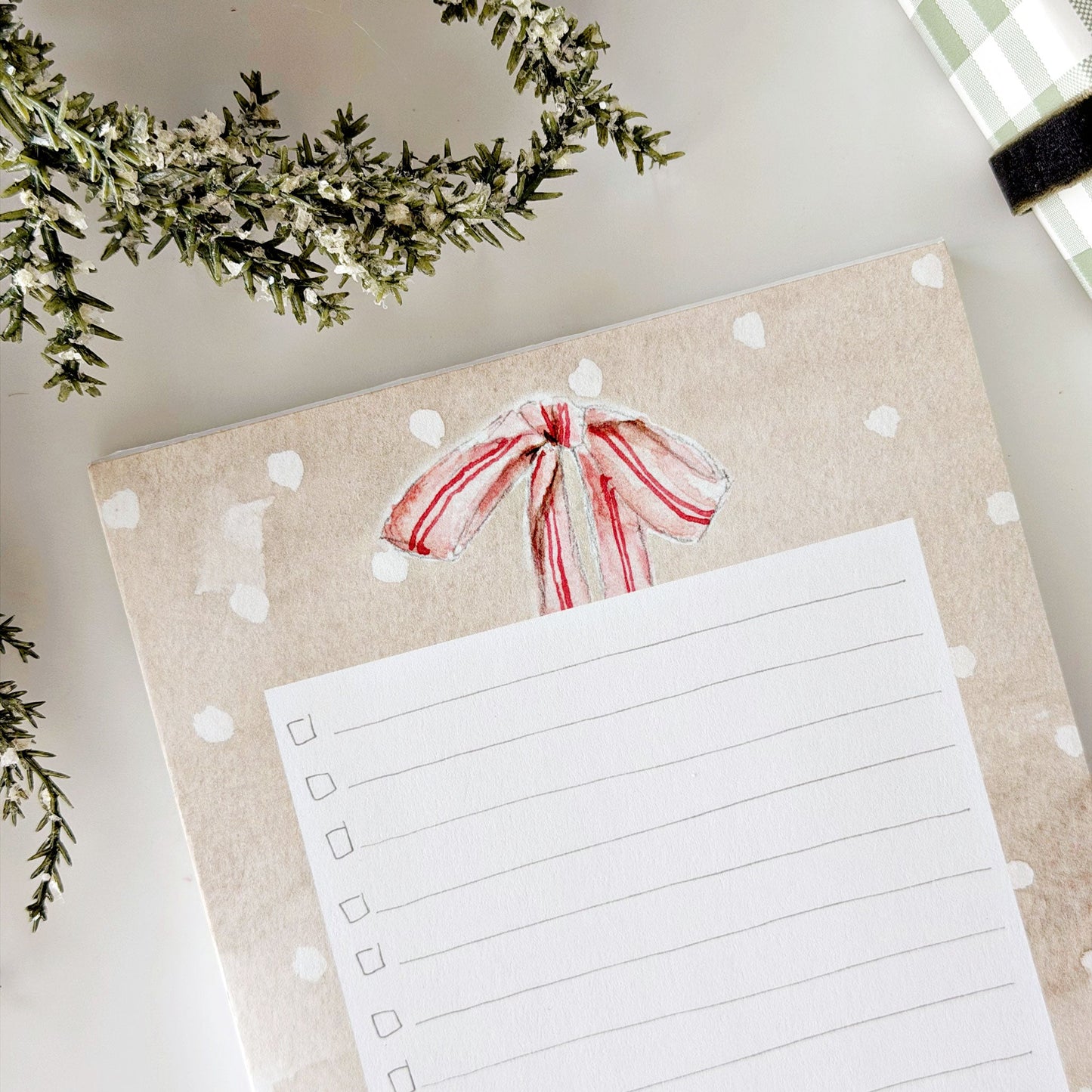 pink bow checklist notepad