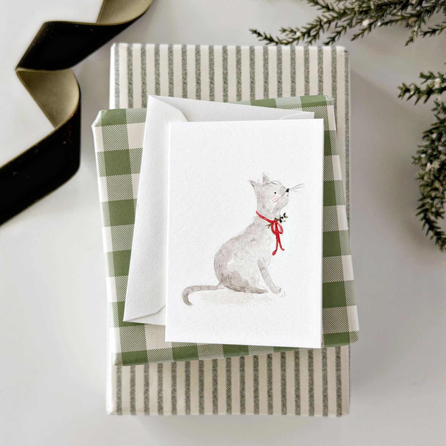 christmas cat mini enclosure notecard