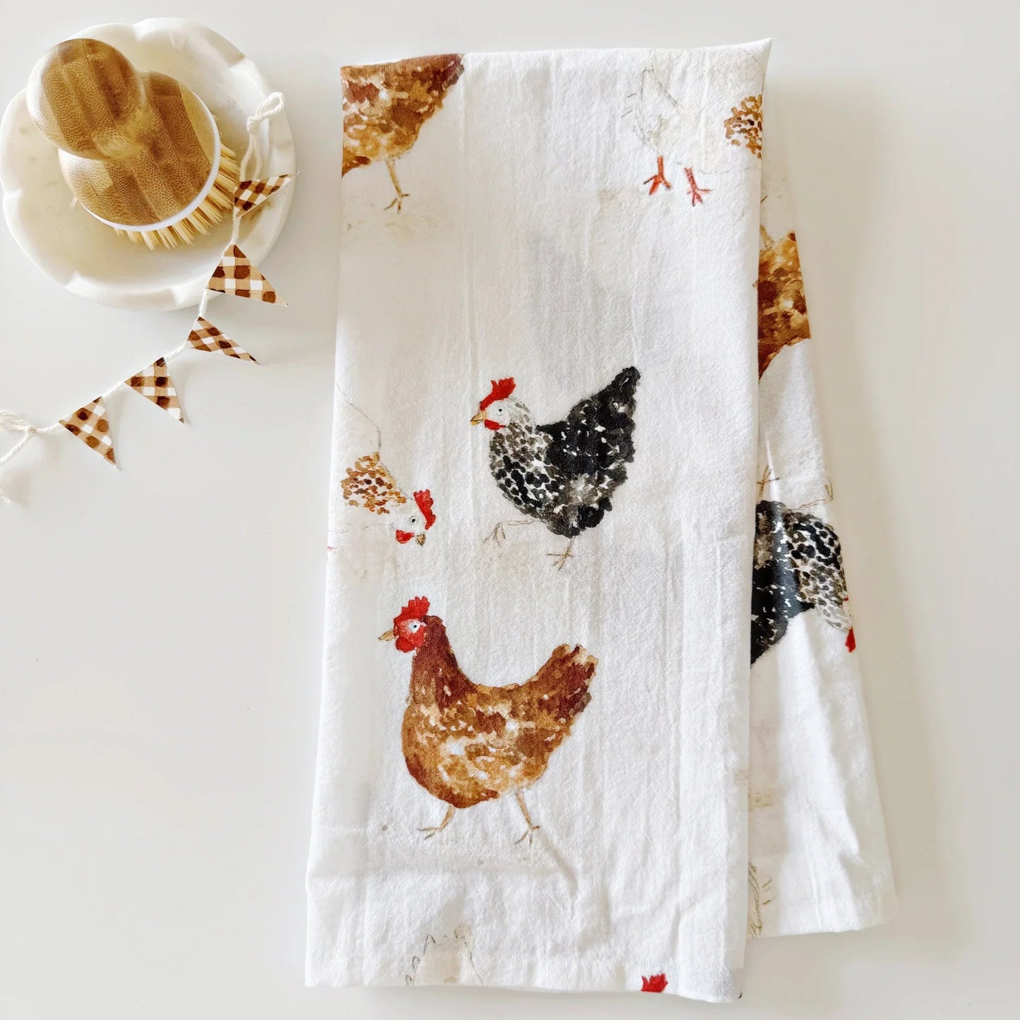 chickens cotton flour sack tea towel