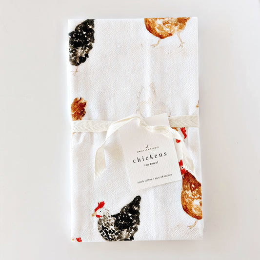 chickens cotton flour sack tea towel