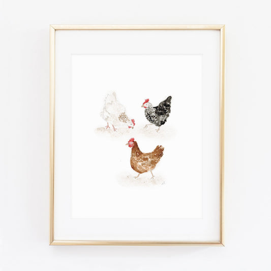 chickens art print