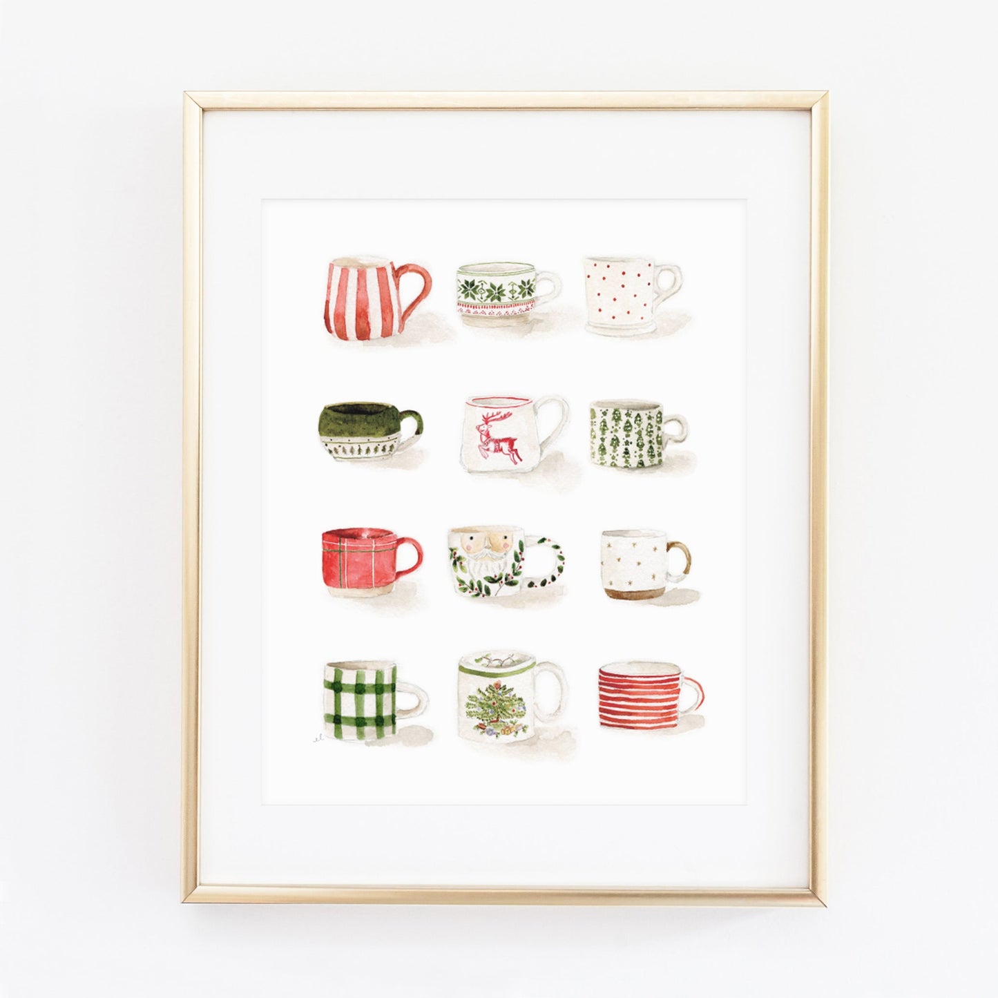 christmas mugs art print