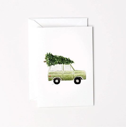 christmas tree truck mini enclosure notecard