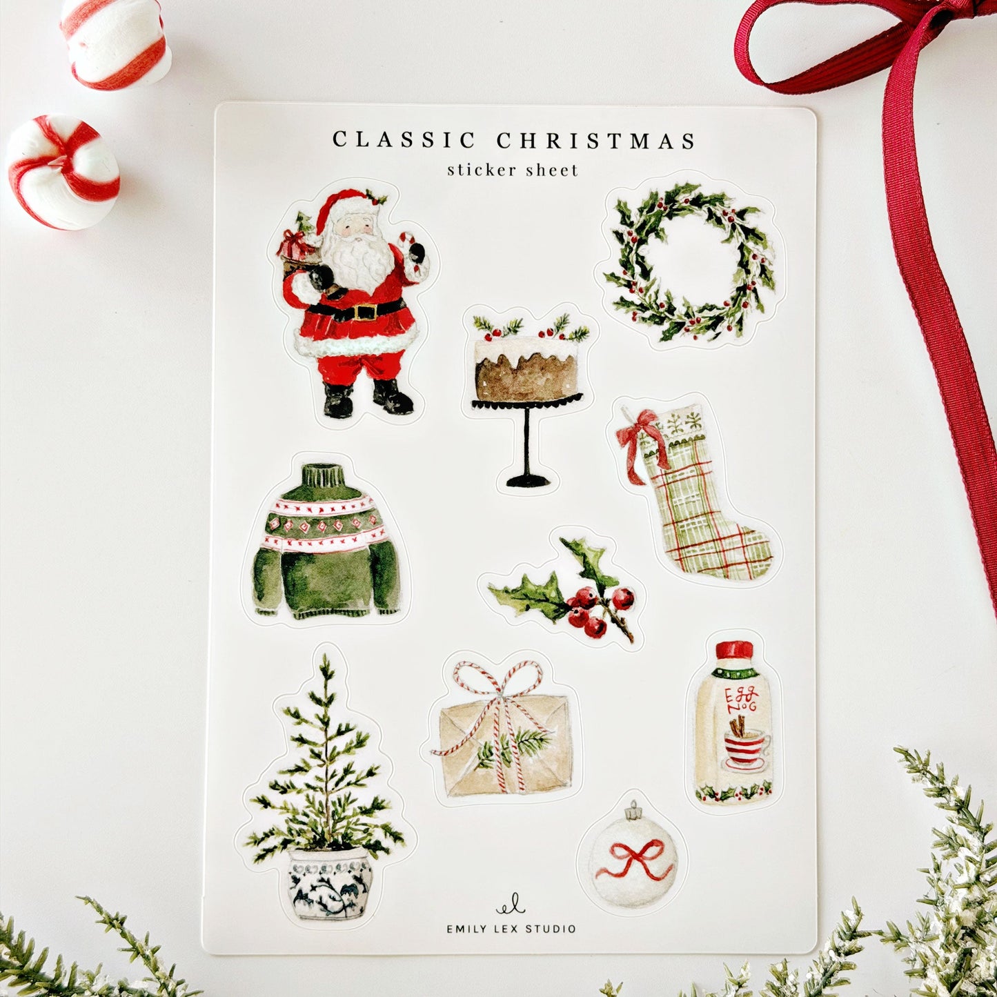 classic christmas sticker sheets
