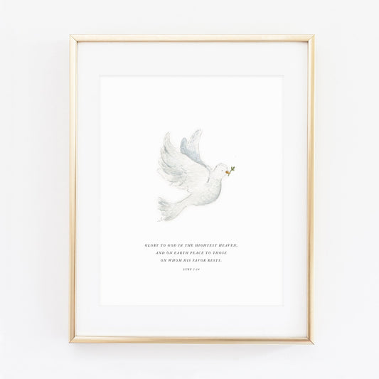 luke 2:14 dove scripture print