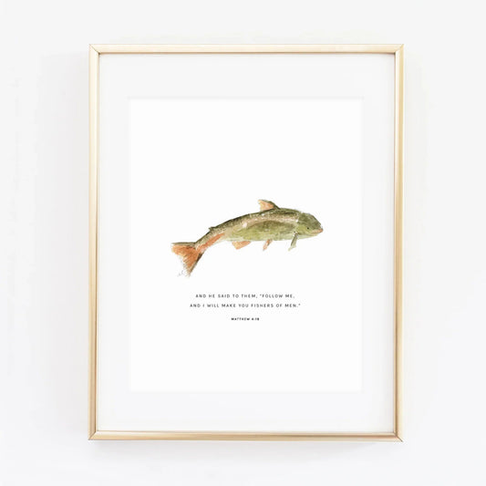 matthew 4:19 fish scripture print